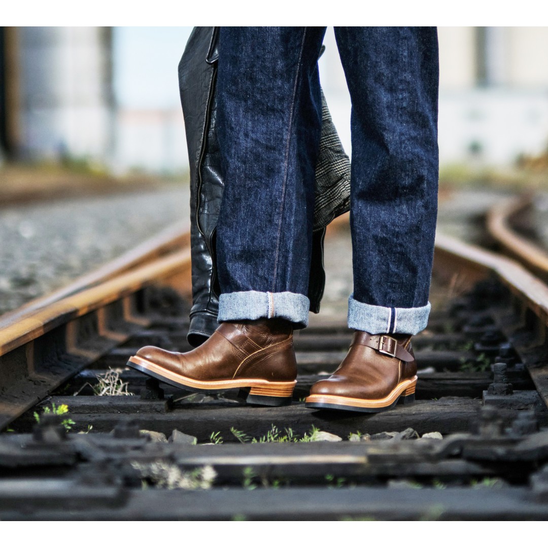 ENGINEER BOOTS BURNISHED ROUGHOUT HAVANA